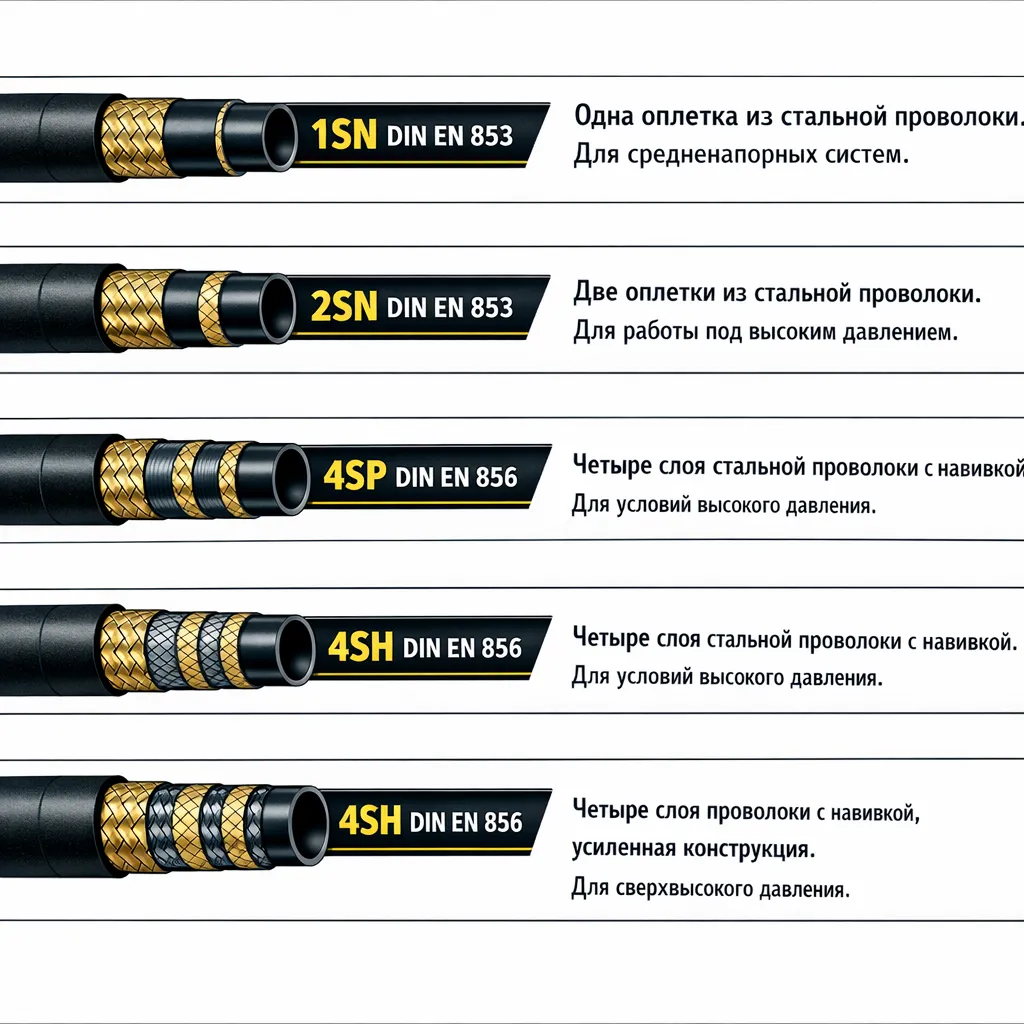 РВД 1SN, 2SN, 4SP және 4SH айырмашылықтары