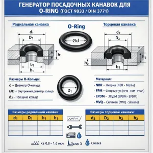 Резеңке тығыздағыш сақиналарға арналған отырғызу ойықтарының генераторы