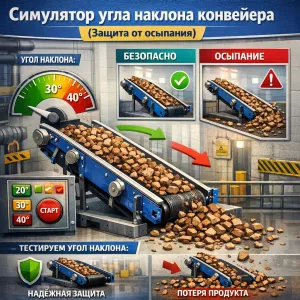 Конвейердің шекті көлбеу бұрышының симуляторы