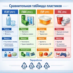 Пластиктердің салыстырмалы кестесі — 5 қасиет бойынша материалды таңдау