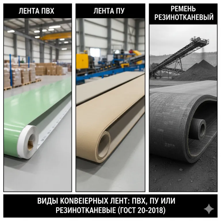 Конвейер таспаларының түрлері: ПВХ, ПУ немесе резинамата